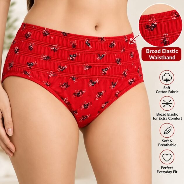 Women’s Multicoloured Printed Panty | Soft & Comfortable Briefs | Broad Elastic Waistband | Floral Print