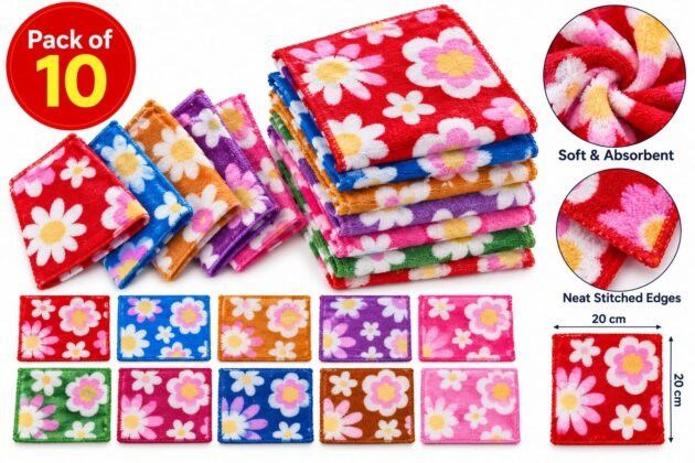 Turkish Cotton Flower Print Handkerchief for Kids And Women's – Pack of 10