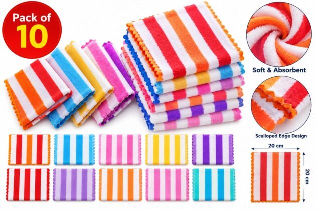 Turkish Cotton Vertical Lines Handkerchief for Kids And Womens – Pack of 10