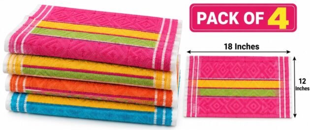 Turkish Napkin Pack of 4 | Multicolour Textured Face Towels 18 x 12 Inches