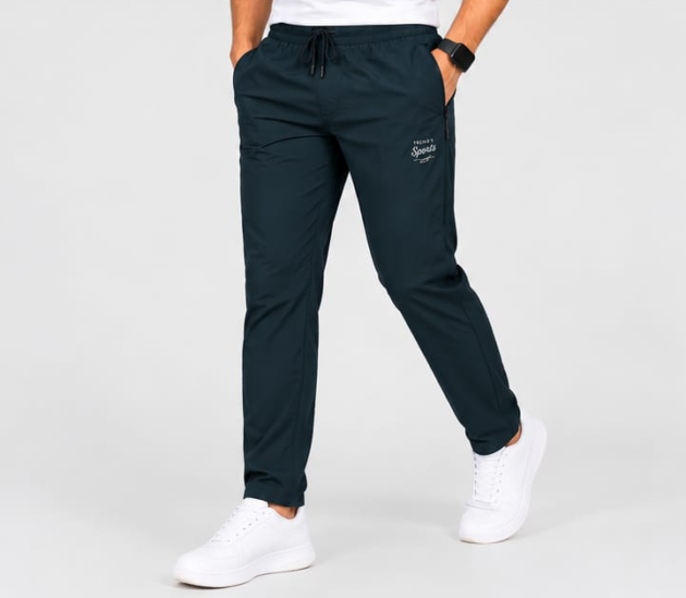 Men's Casual Track Pants with Drawstring Waist and Side Pockets
