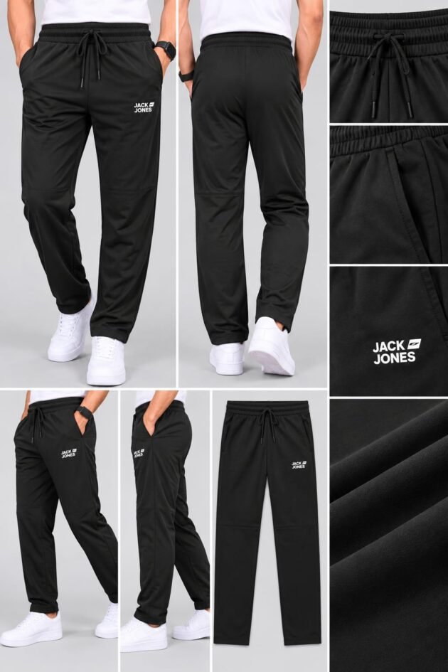 Men's Track Pants with Elasticated Waistband, Adjustable Drawstring, Side Pockets & Stylish Logo Print – Casual Sportswear Joggers