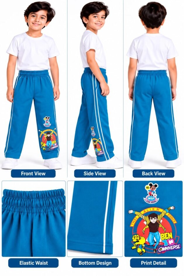 Boys Cartoon Printed Track Pants with Elastic Waist & Comfortable Fit