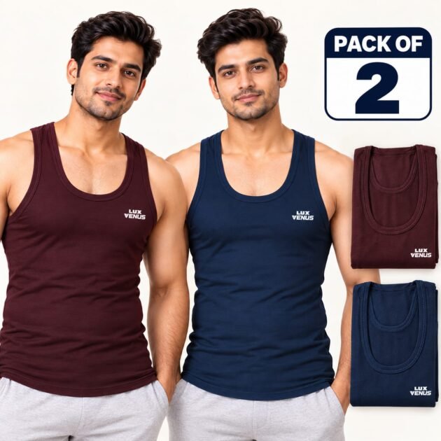 Lux Venus Men's RN Vest – Multicolored, Pack of 2