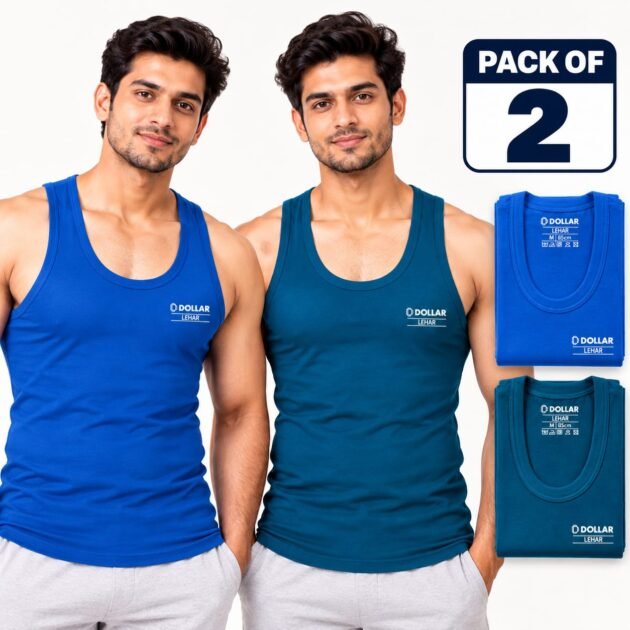 Dollar Lehar RN Men's Sleeveless Vest Multicolored Pack of 2